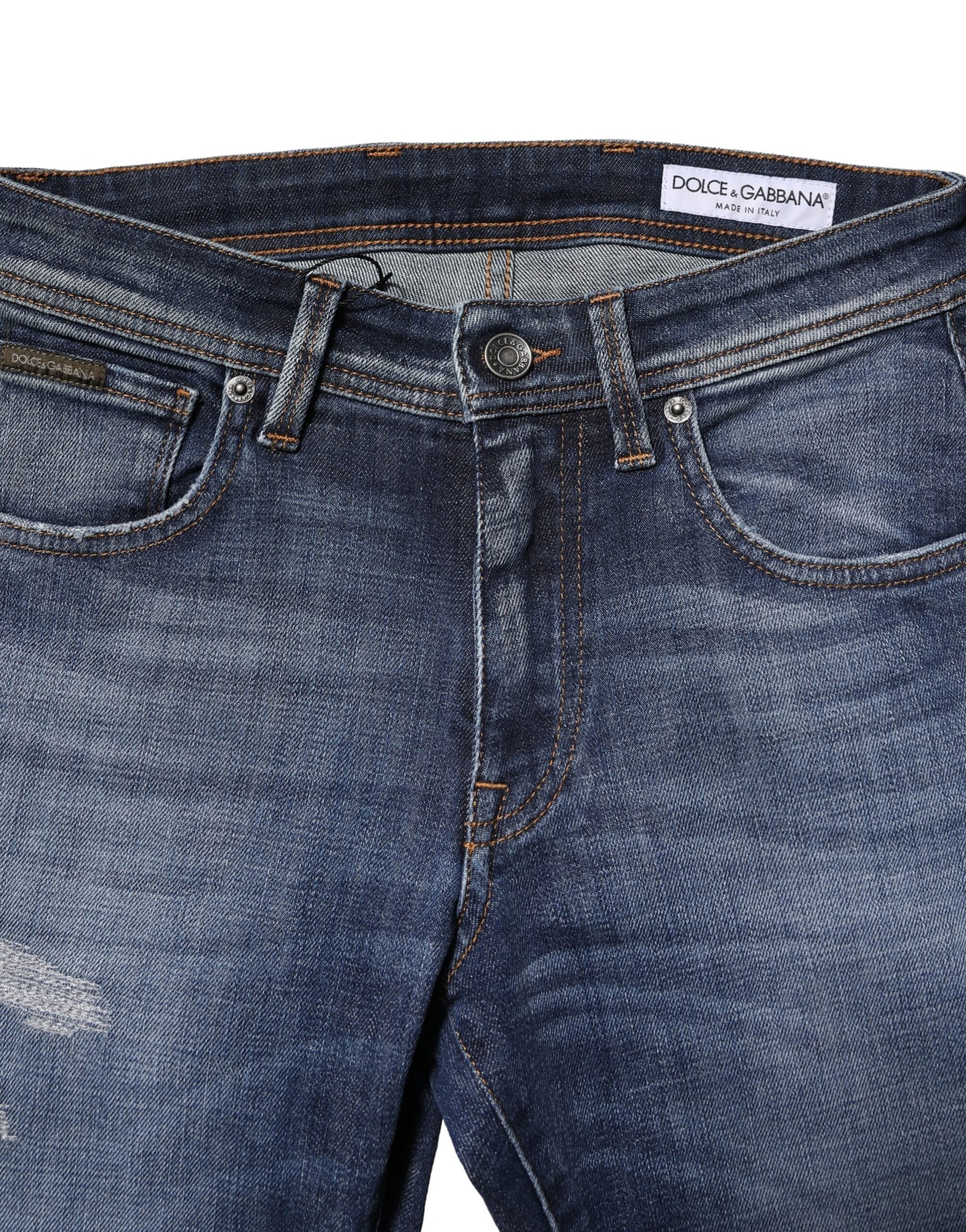 Dolce & Gabbana Blau gewaschene Baumwolle Slim Fit Herren Denim Jeans