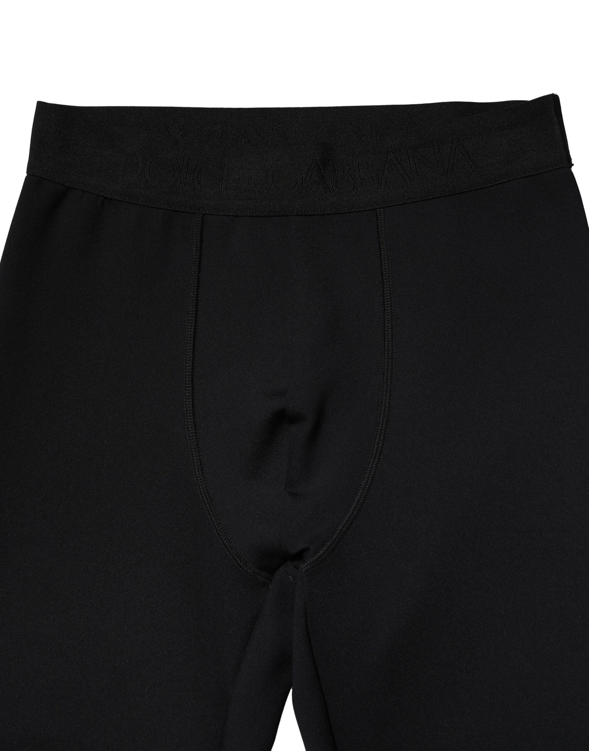 Dolce & Gabbana Schwarzes Nylon Elastische Logo Männer Leggings Hosen