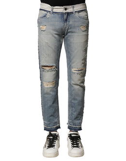 Dolce & Gabbana Hellblaue zerfledderte Straight Men Denim Jeans