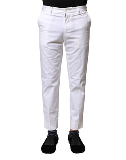 Dolce & Gabbana Weiße Baumwolle Gerade Logo Männer Hose
