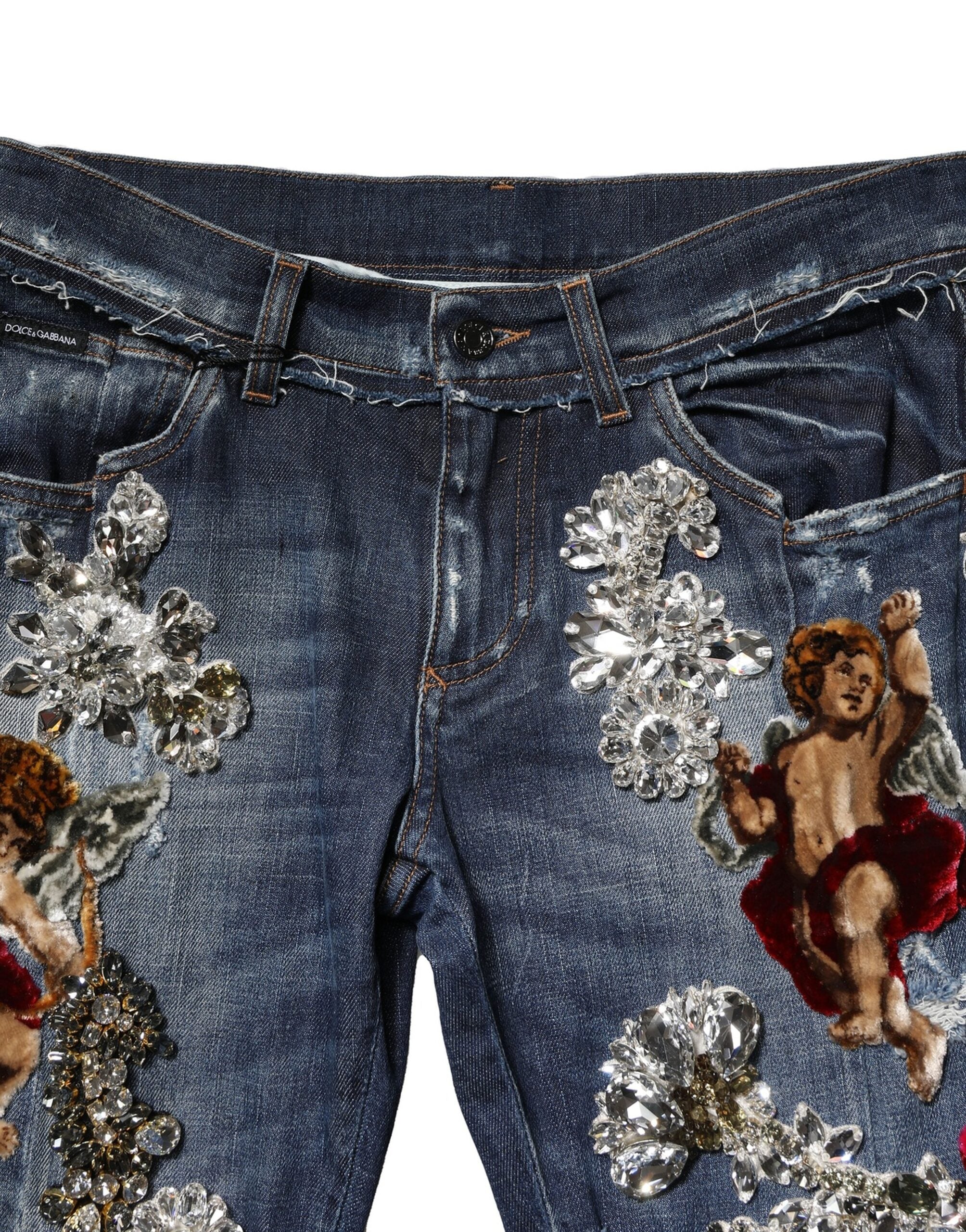 Dolce & Gabbana Blaue Baumwoll-Jeans mit Strass-Verzierungen