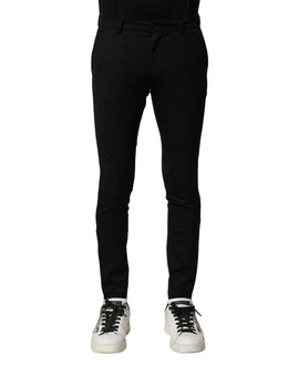 Dolce & Gabbana Schwarze Wolle Herren Skinny Mid Waist Hose