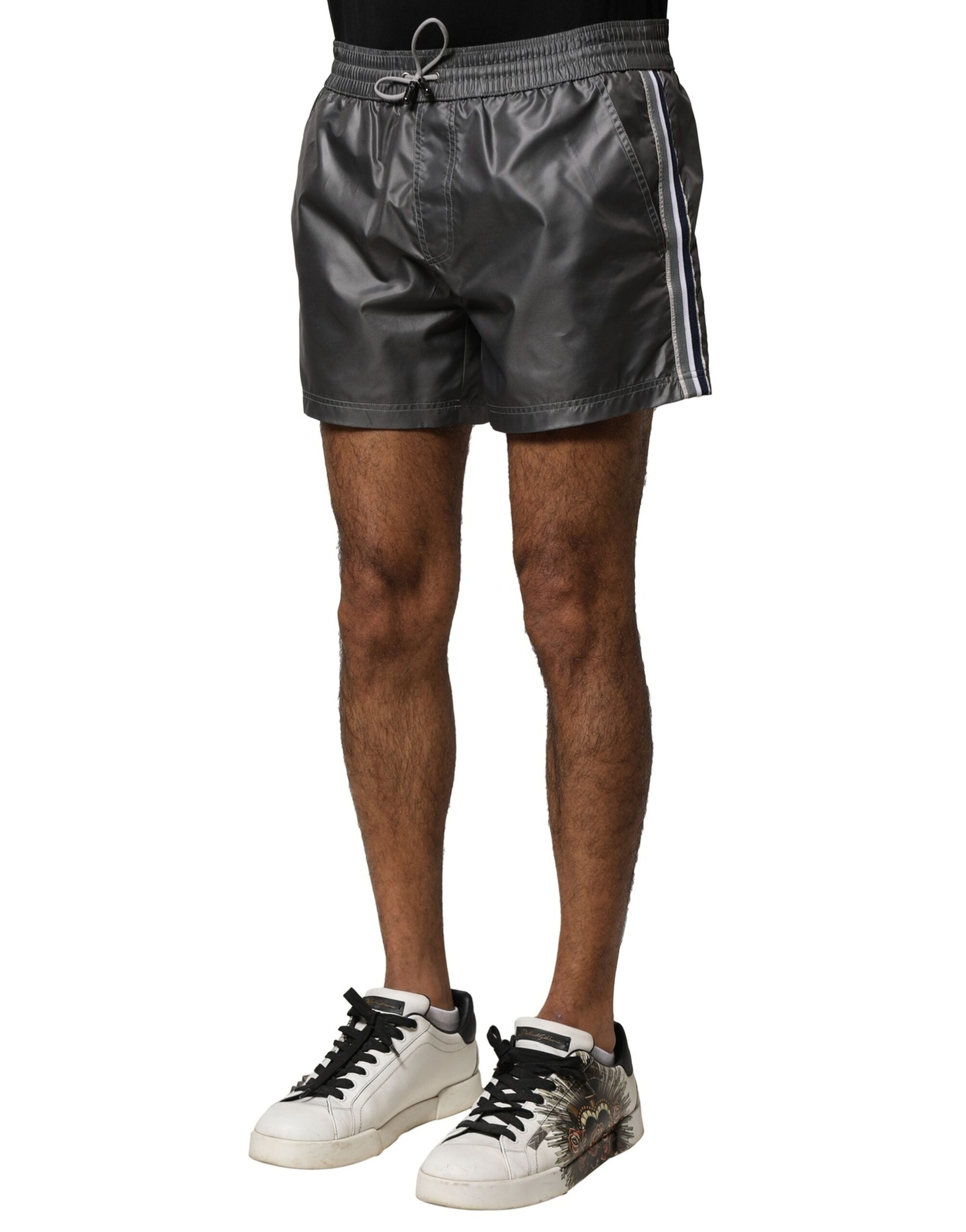 Dolce & Gabbana Graue lässige Bermudashorts aus Polyester mit mittlerer Taille