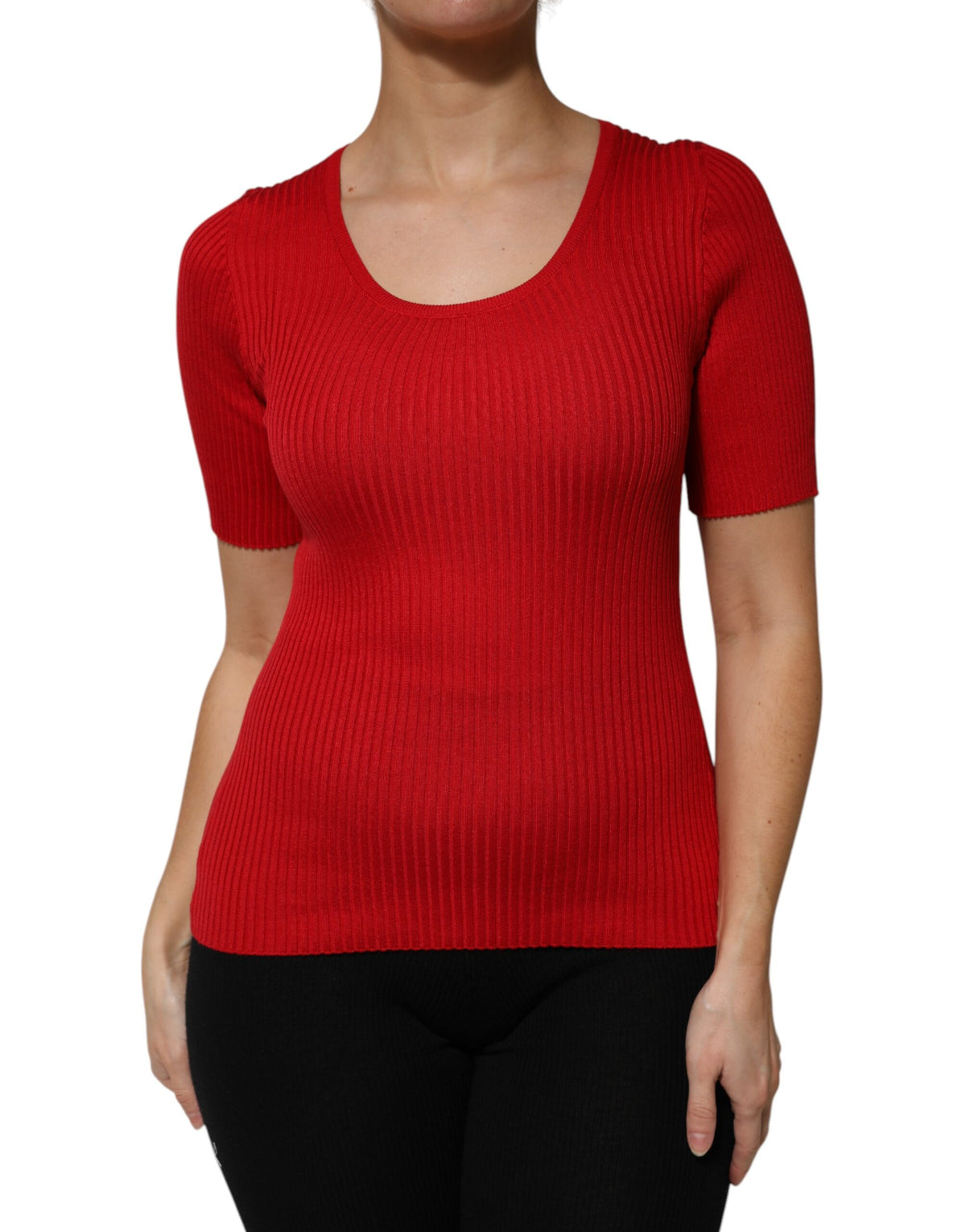 Dolce & Gabbana Rot Rundhalsausschnitt Kurzarm Pullover Top