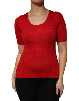 Dolce & Gabbana Rot Rundhalsausschnitt Kurzarm Pullover Top