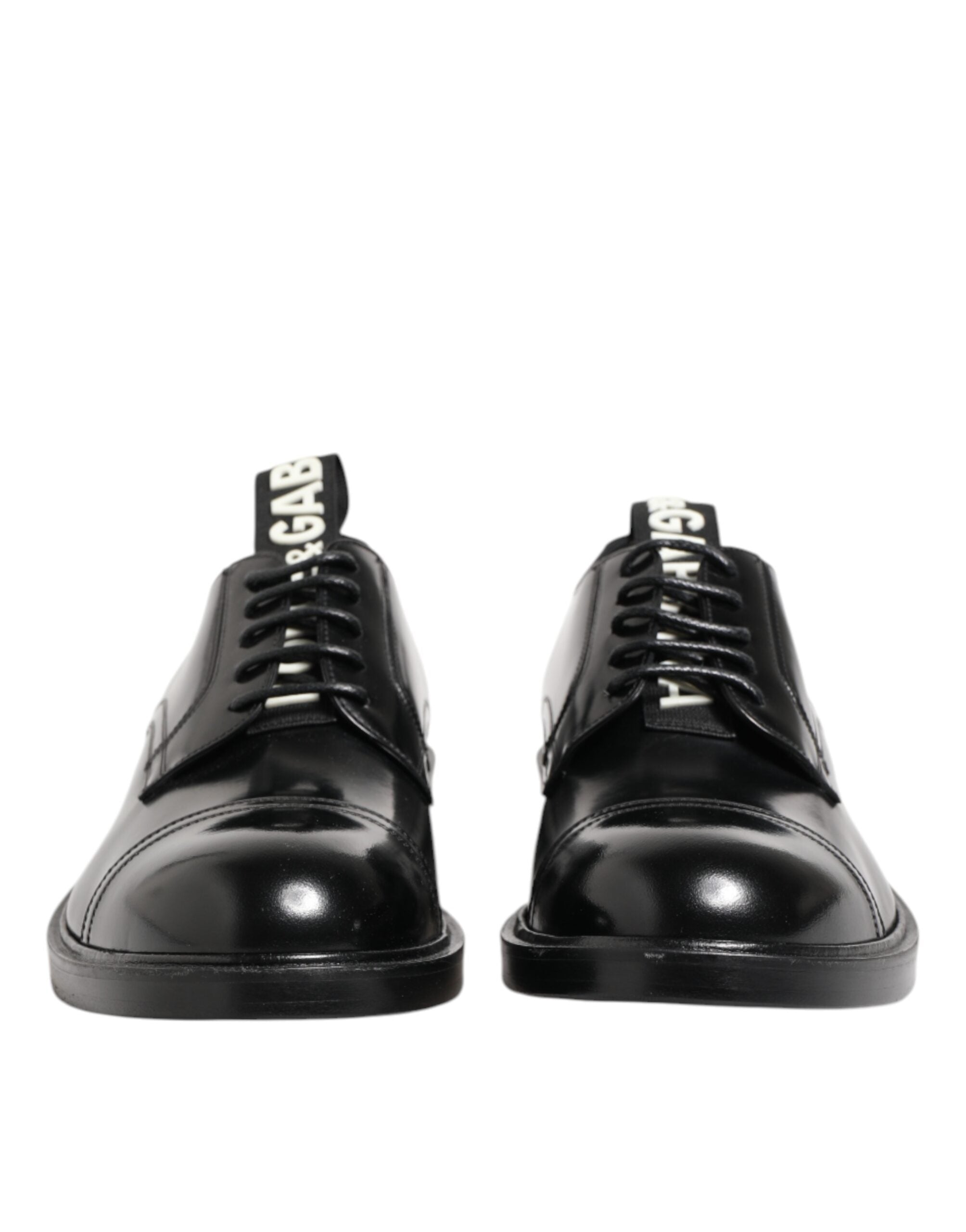 Dolce & Gabbana Schwarzes Leder Kleid Schnürschuhe Männer Formale Schuhe
