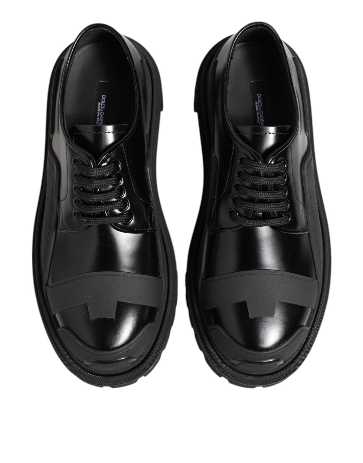 Dolce & Gabbana Trekking-Derby-Schuhe aus schwarzem Lackleder