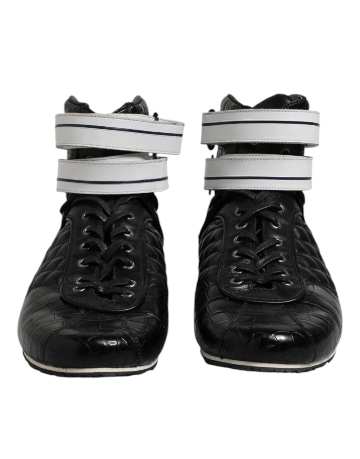 Dolce & Gabbana Schwarze gesteppte Leder Schnürschuhe