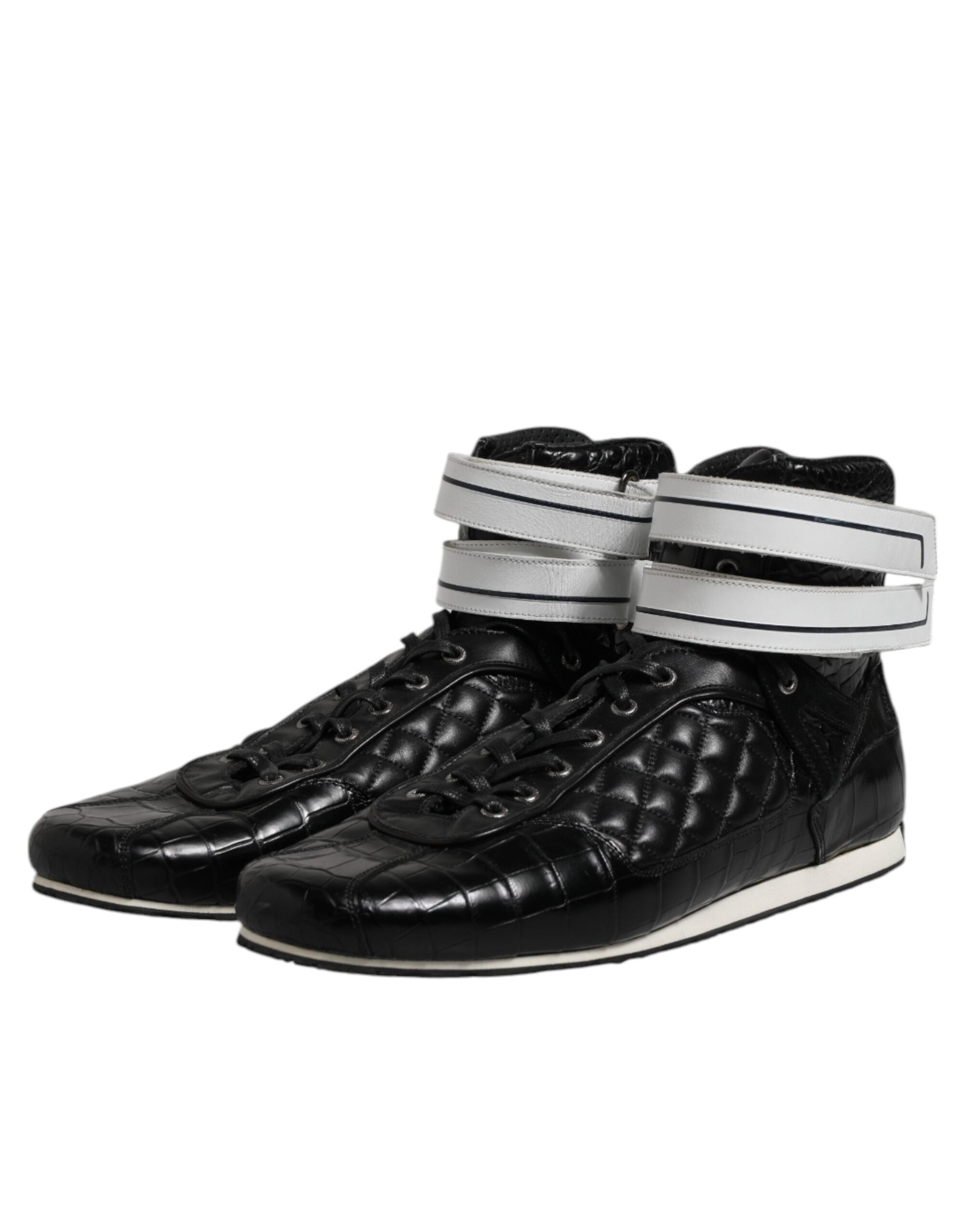 Dolce & Gabbana Schwarze gesteppte Leder Schnürschuhe