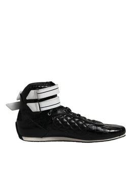 Dolce & Gabbana Schwarze gesteppte Leder Schnürschuhe