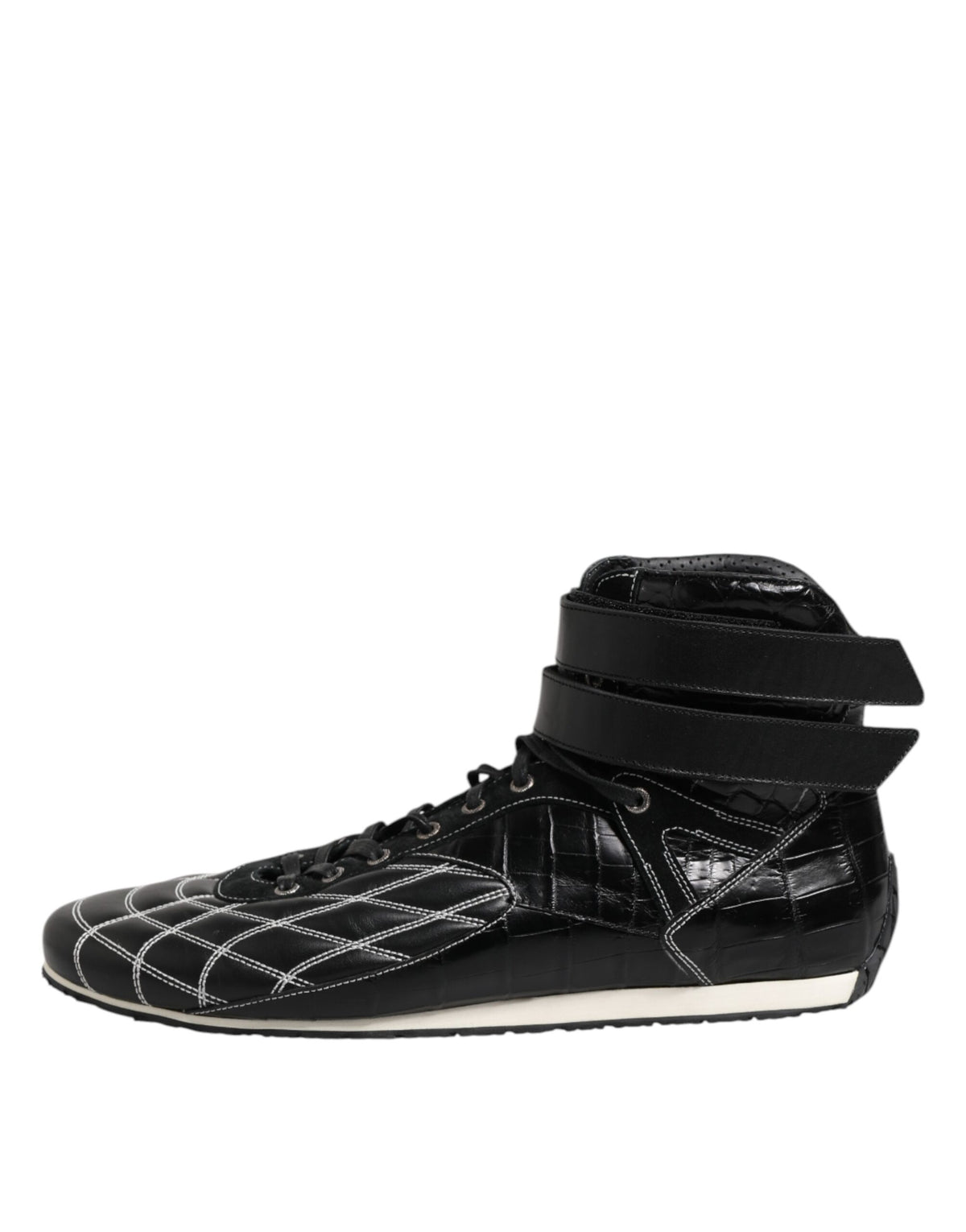 Dolce & Gabbana Schwarze gesteppte Leder Schnürschuhe