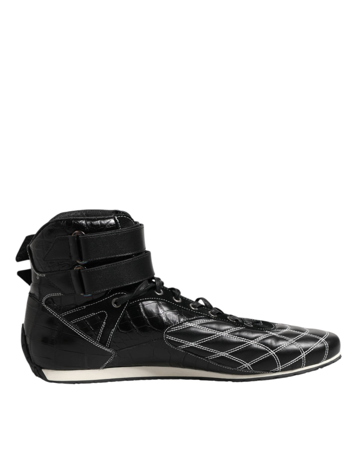 Dolce & Gabbana Schwarze gesteppte Leder Schnürschuhe