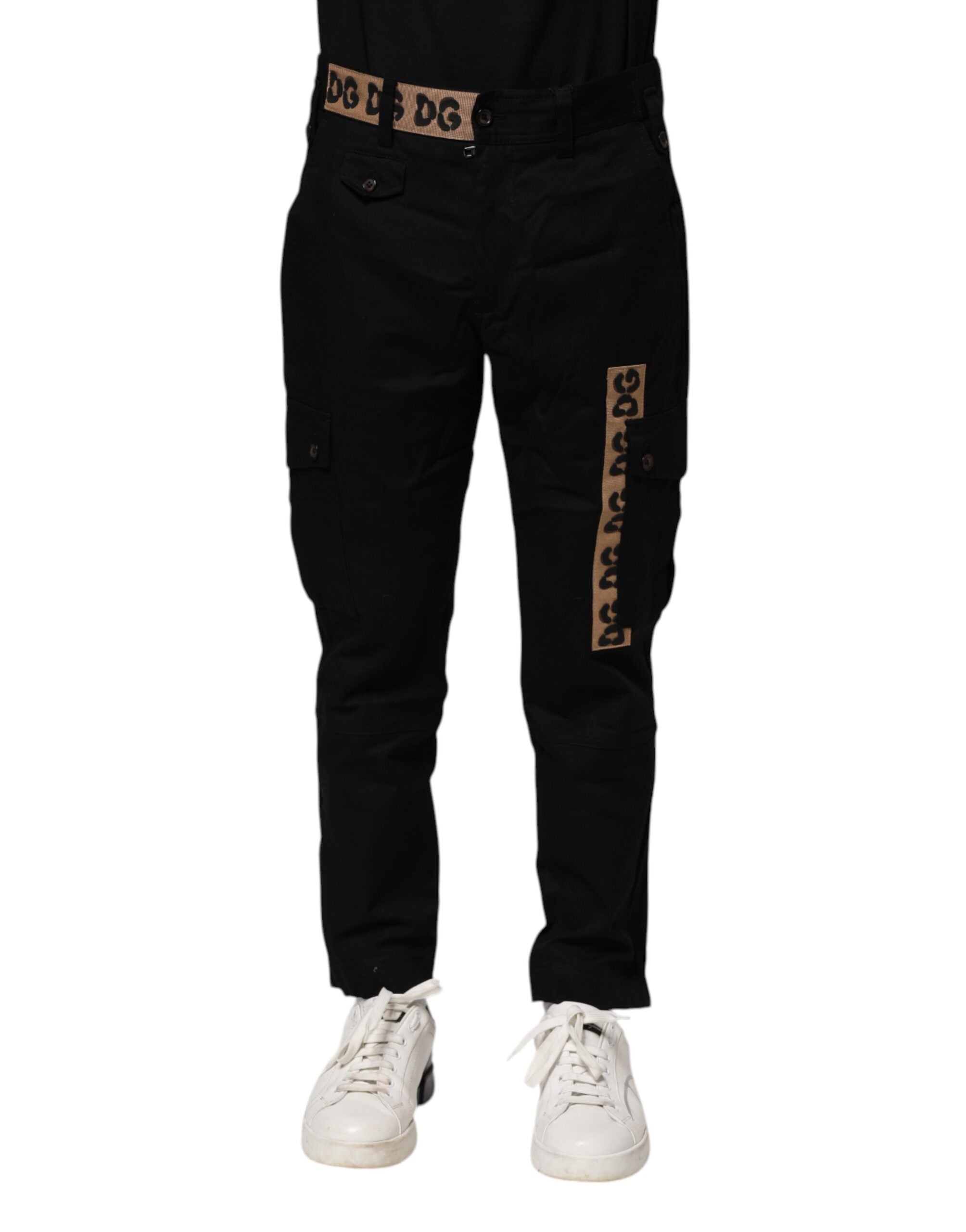 Dolce & Gabbana Schwarze Baumwoll-Cargo Freizeithose