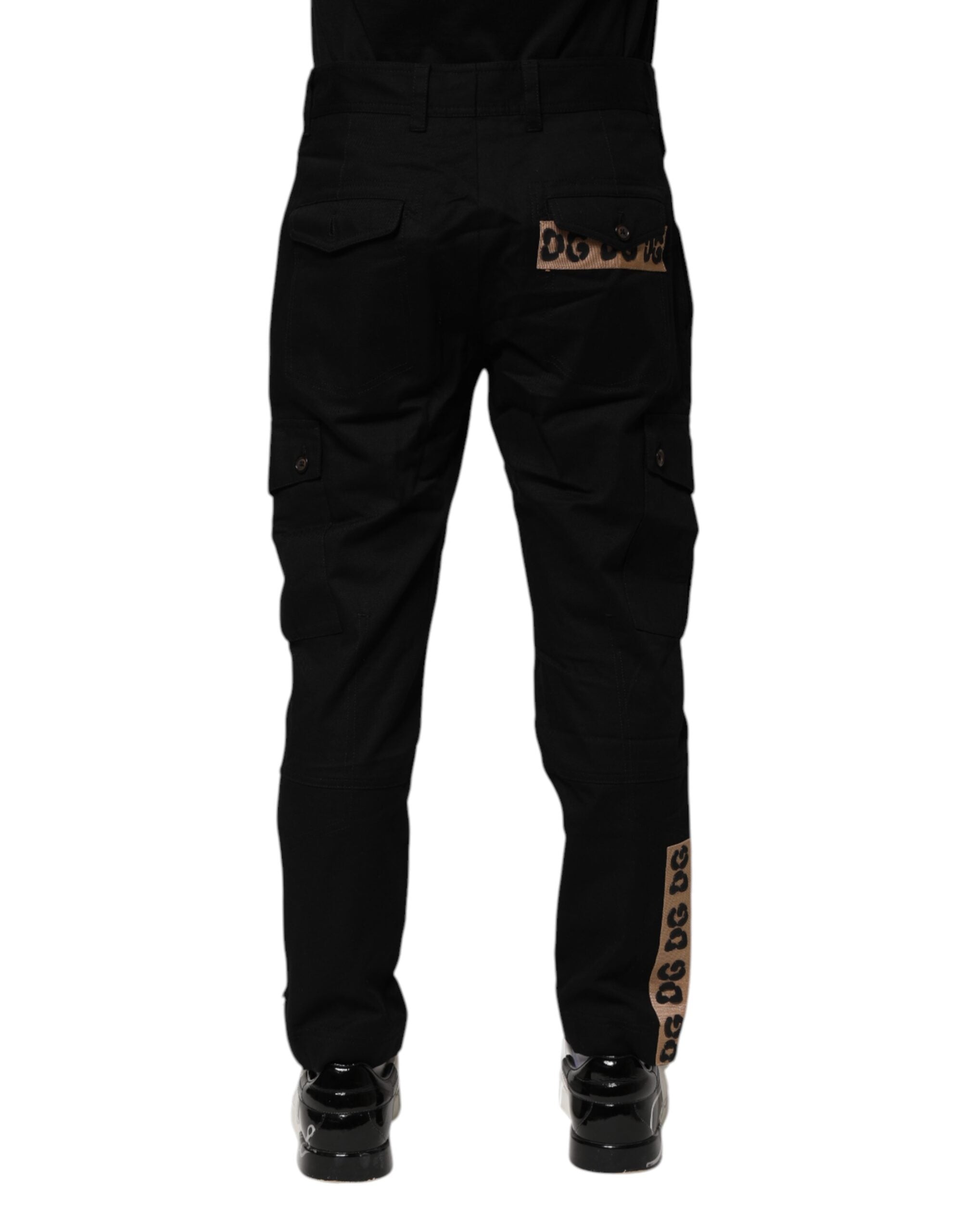 Dolce & Gabbana Schwarze Baumwoll-Cargo Freizeithose