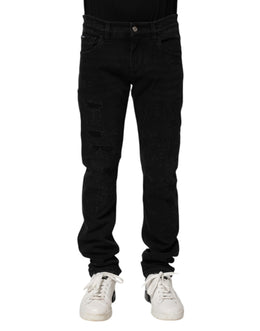 Dolce & Gabbana Schwarz Baumwolle Skinny Männer Denim Jeans