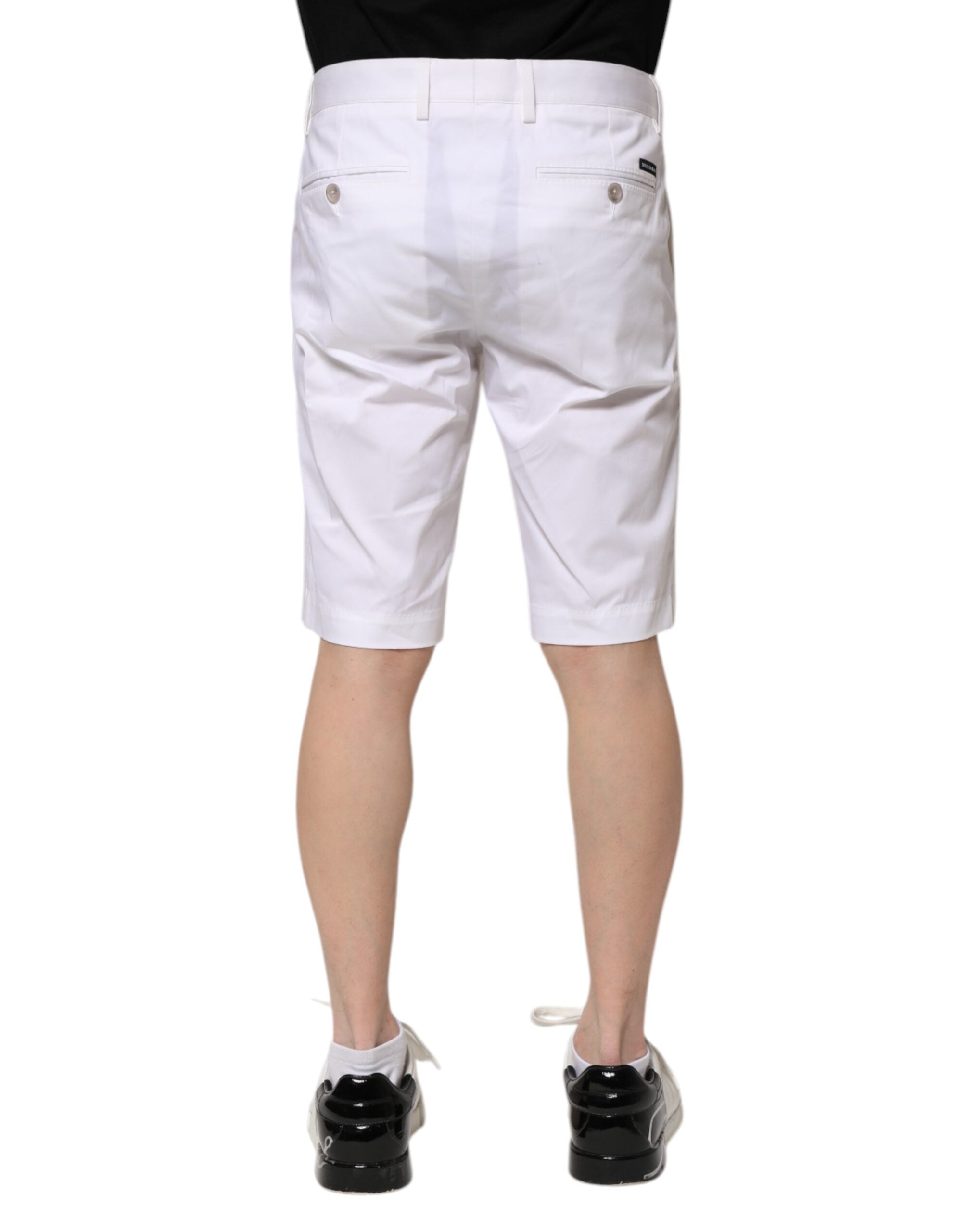 Dolce & Gabbana Weiße Baumwoll-Stretch Herren Denim Bermuda Shorts