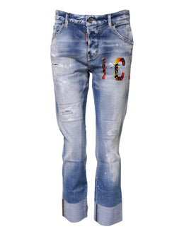 Dsquared² Blaue Skinny Denim-Jeans aus gewaschener Baumwolle mit mittlerer Taille