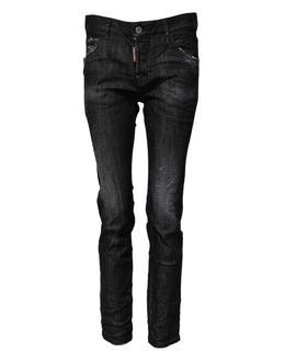 Dsquared² Schwarze Skinny-Jeans aus gewaschener Baumwolle mit mittlerer Taille