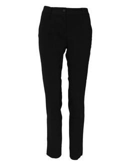 Dolce & Gabbana Schwarze Wollhose mit mittlerer Taille und konisch zulaufendem Kleid