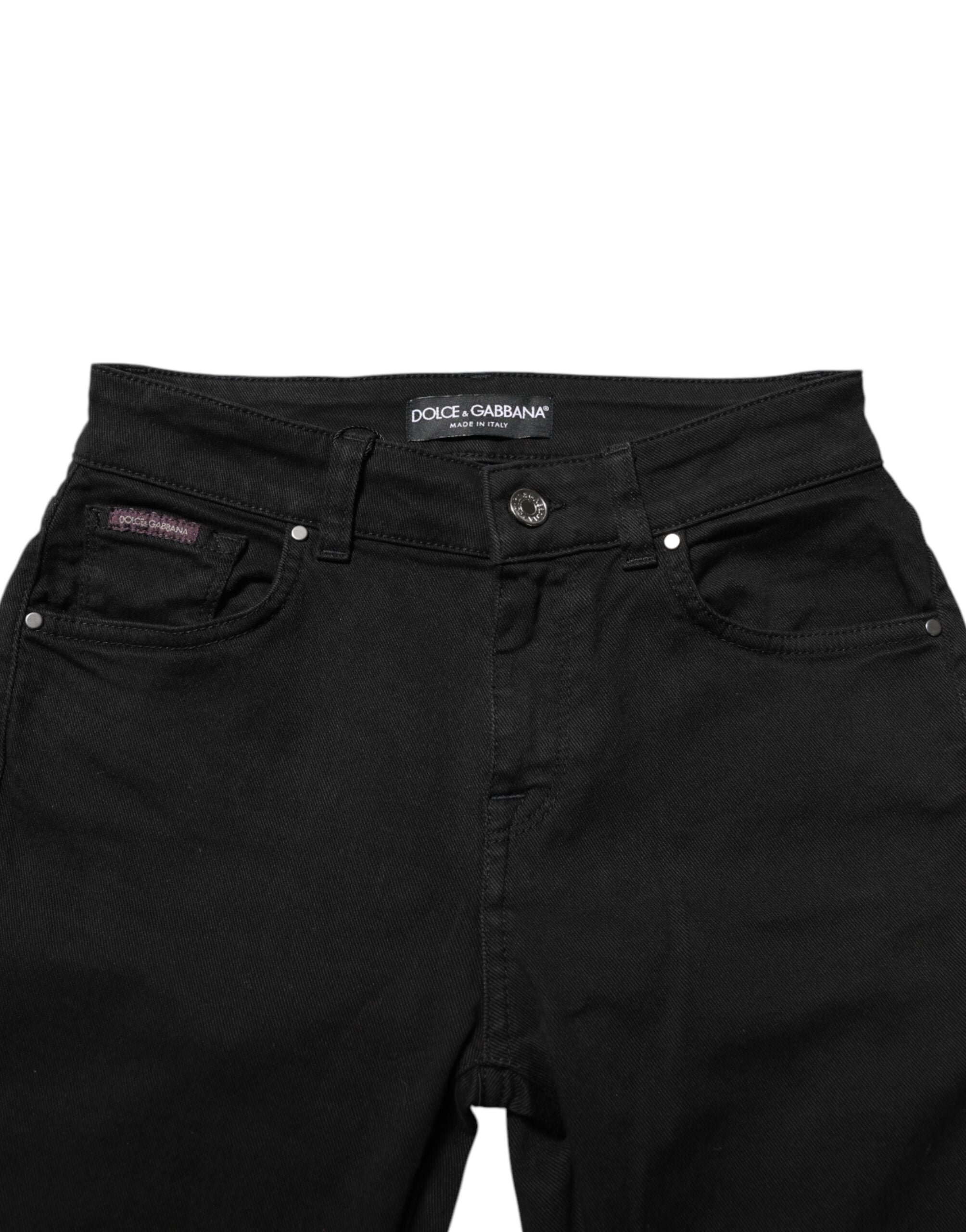Dolce & Gabbana Schwarze Skinny Denim-Jeans mit mittlerer Taille aus Baumwolle