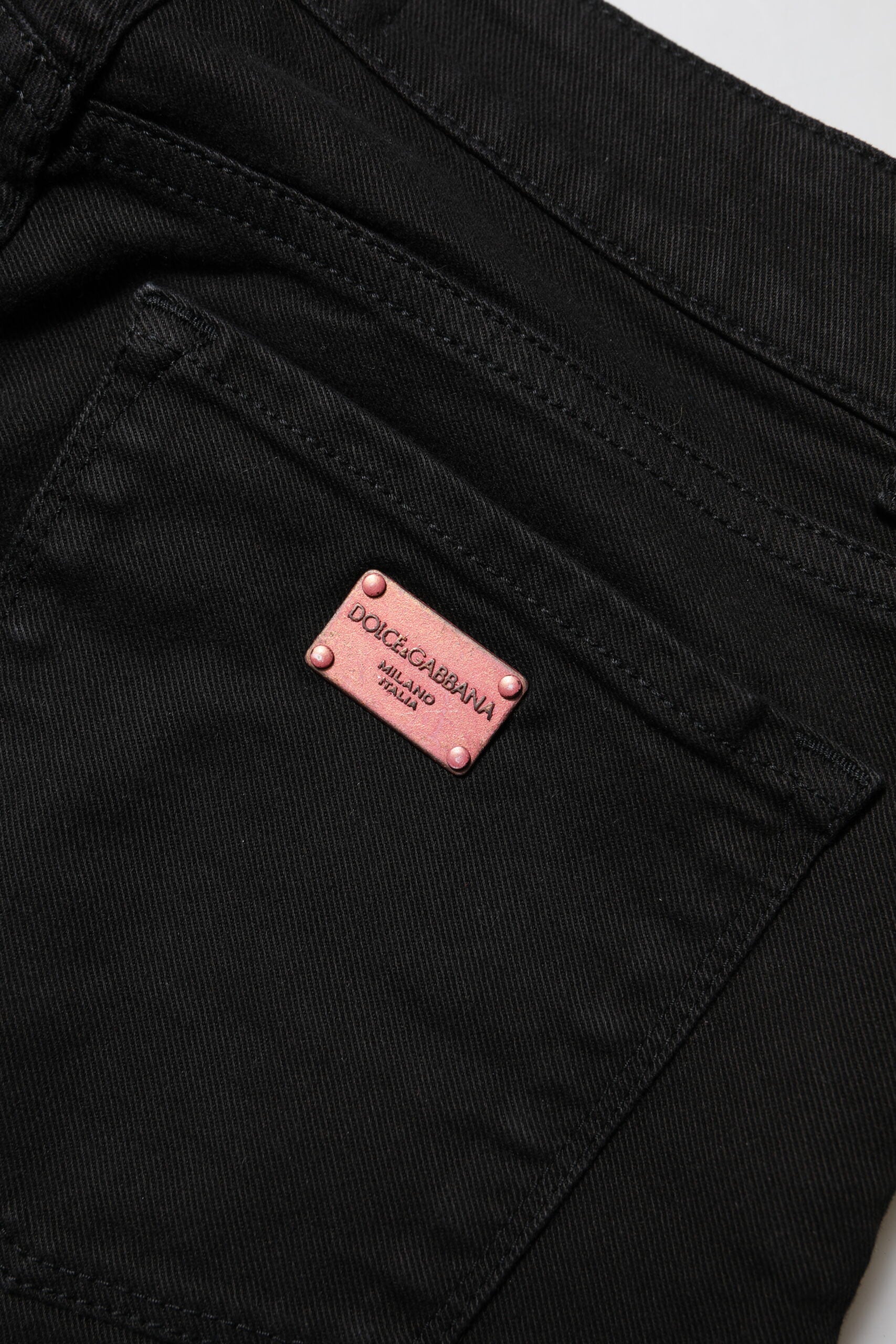 Dolce & Gabbana Schwarze Skinny Denim-Jeans mit mittlerer Taille aus Baumwolle