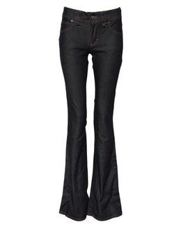 John Galliano Blaue Denim-Jeans mit breiter Taille und weitem Bein aus Baumwolle
