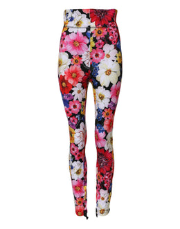 Dolce & Gabbana Multicolor Floral Leggings mit hoher Taille Hose