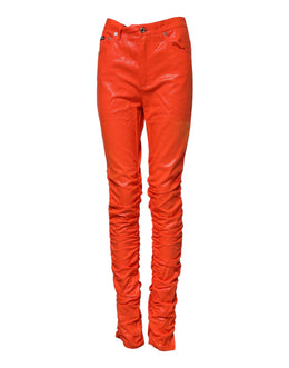 Dolce & Gabbana Orangefarbene Denim-Jeans mit hoher Taille aus Baumwolle