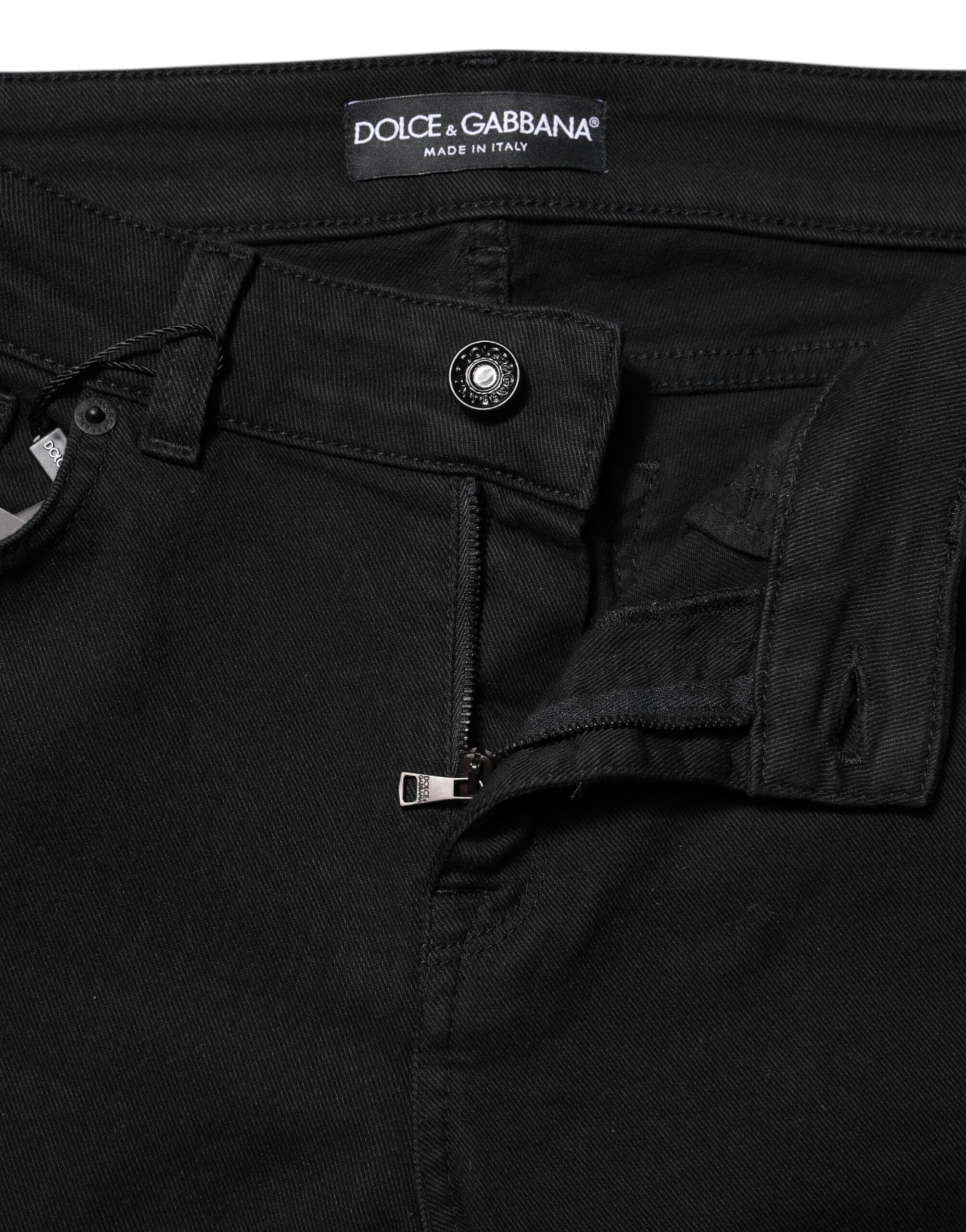 Dolce & Gabbana Schwarze Skinny Denim-Jeans mit mittlerer Taille aus Baumwolle