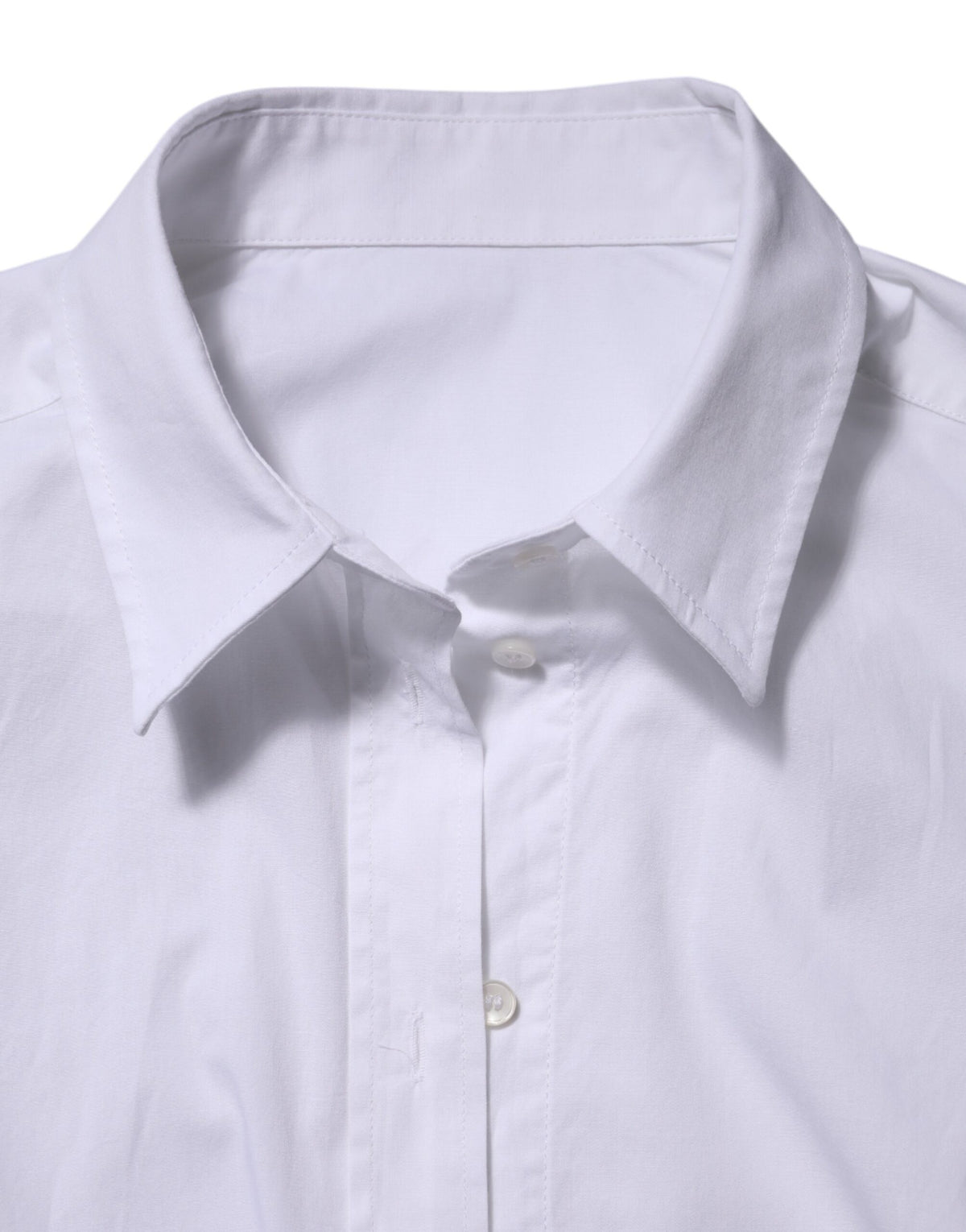 Dolce & Gabbana Weißes Baumwollhemd mit langen Ärmeln und Kragen