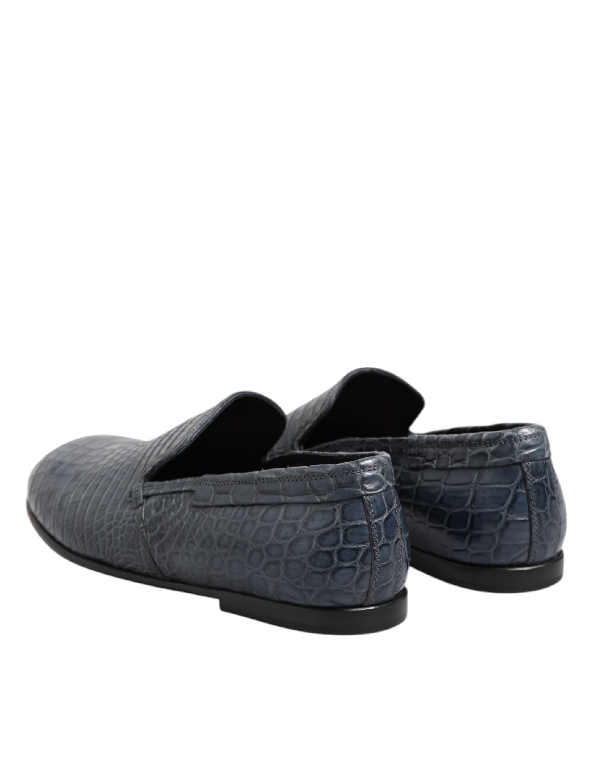 Dolce & Gabbana Blaue Exotische Leder Slip On Loafers Männer Kleid Schuhe