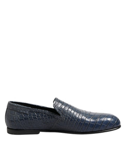 Dolce & Gabbana Blaue Exotische Leder Slip On Loafers Männer Kleid Schuhe