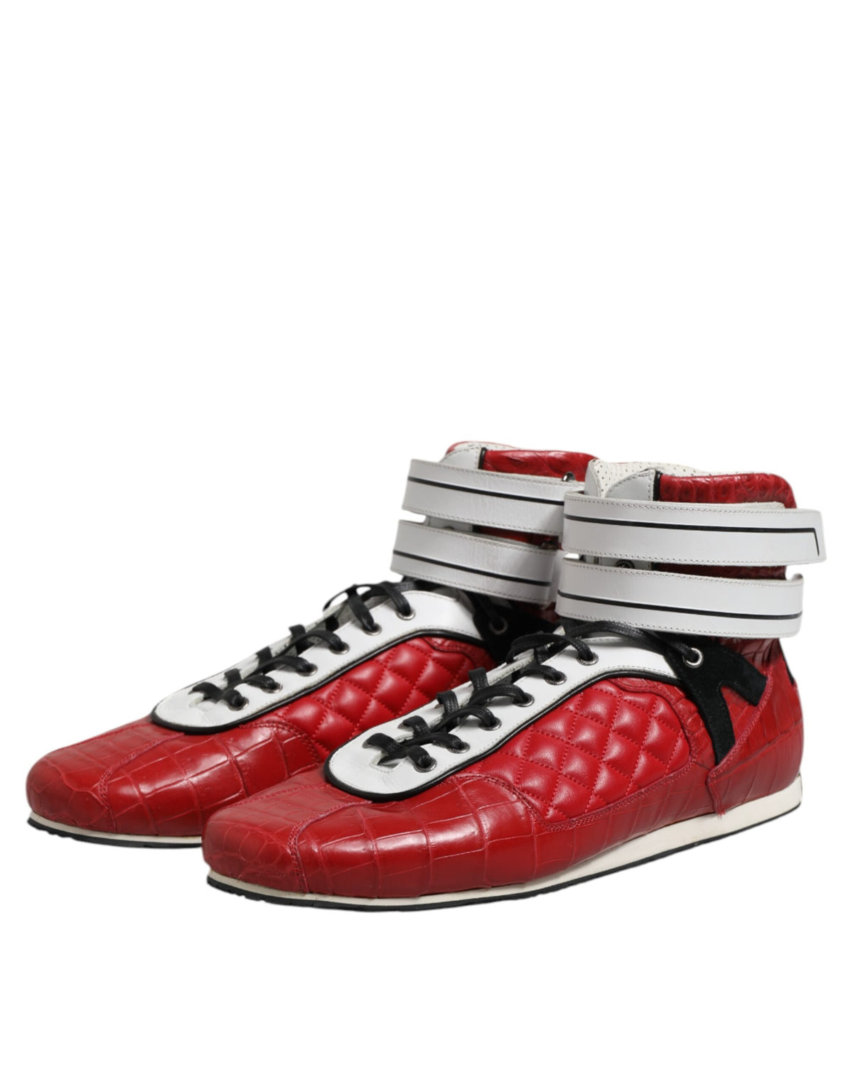 Dolce & Gabbana Rote gesteppte Leder Schnürschuhe Schuhe