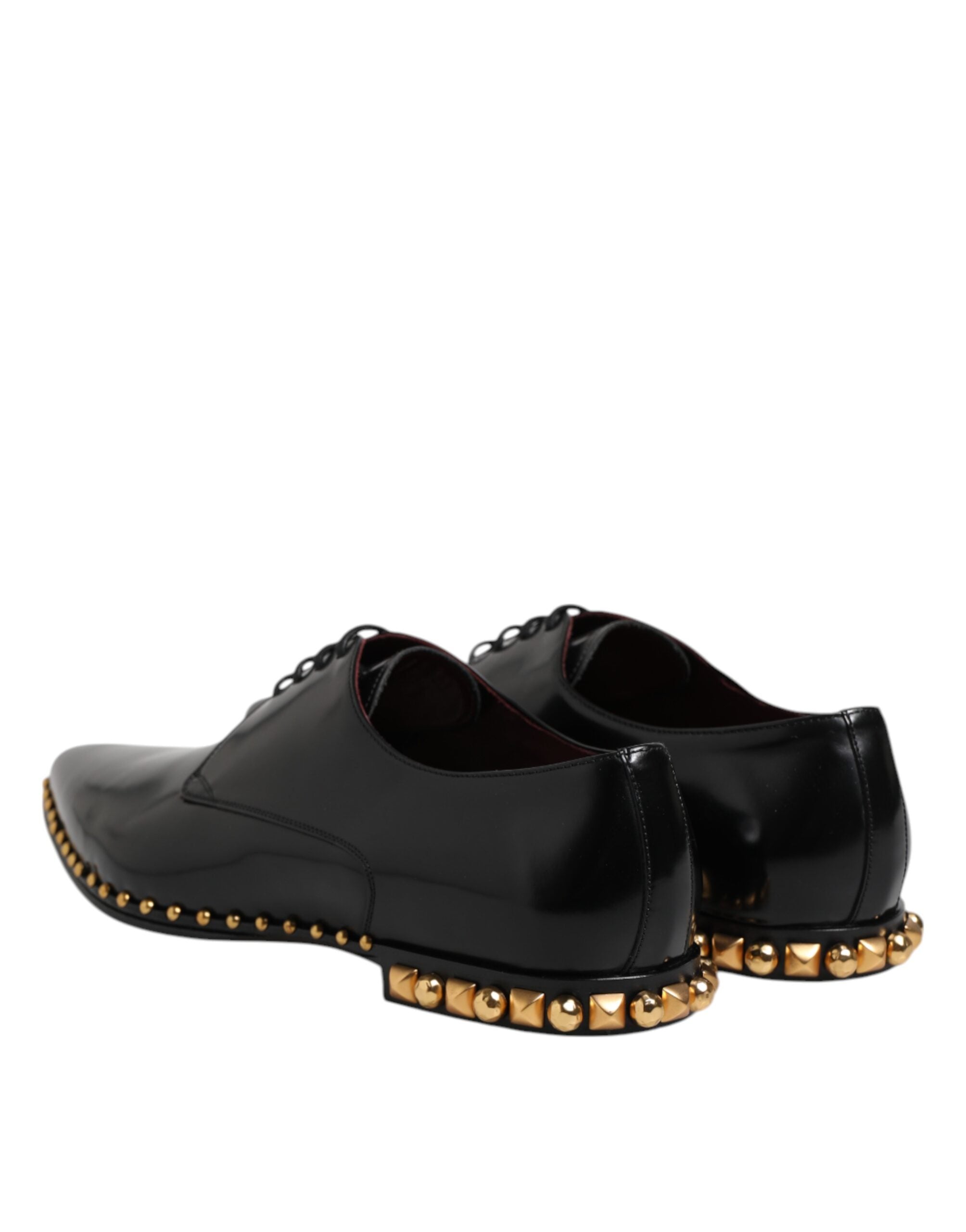 Dolce & Gabbana Schwarz Leder Nieten Derby Männer Kleid Schuhe