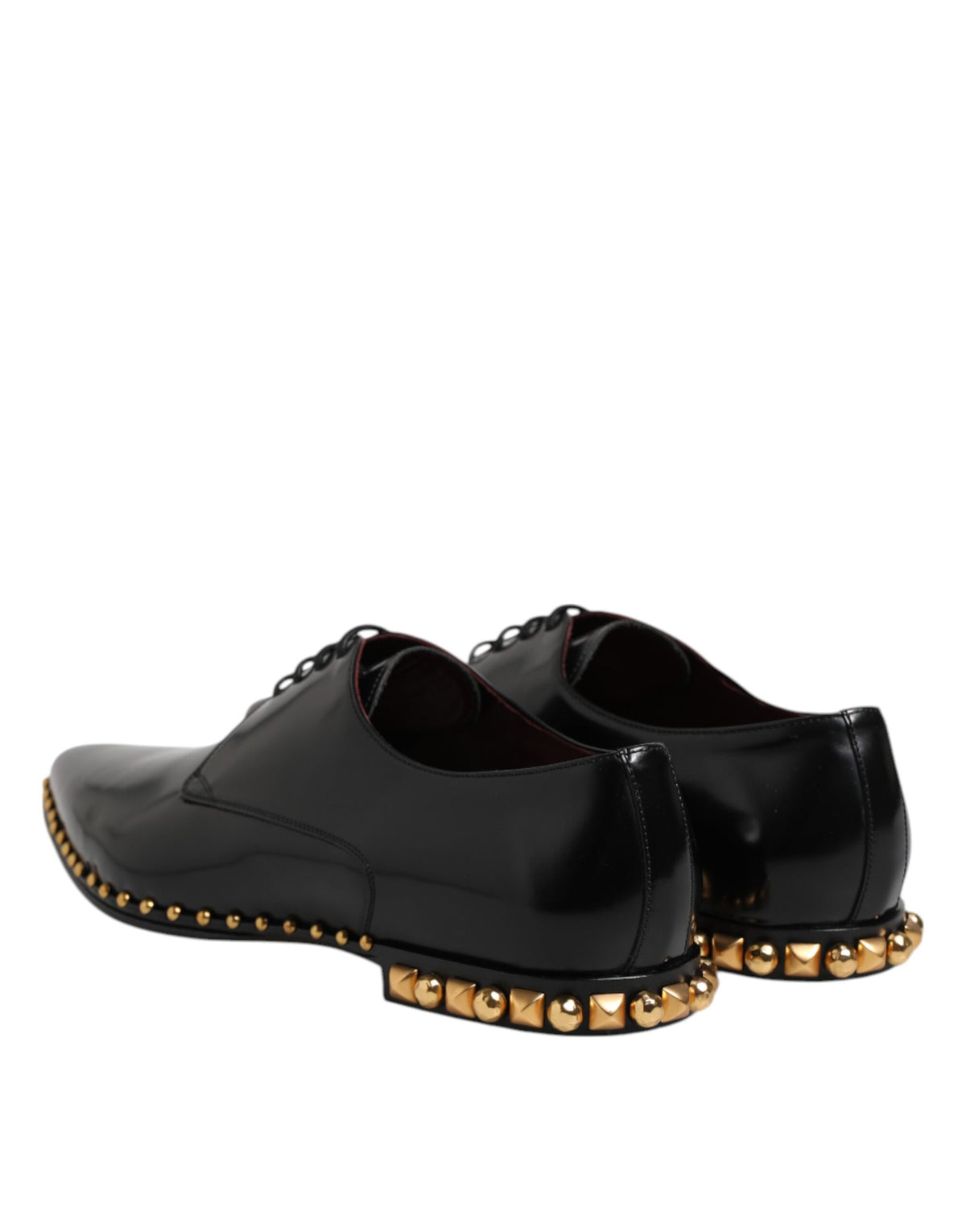 Dolce & Gabbana Schwarz Leder Nieten Derby Männer Kleid Schuhe