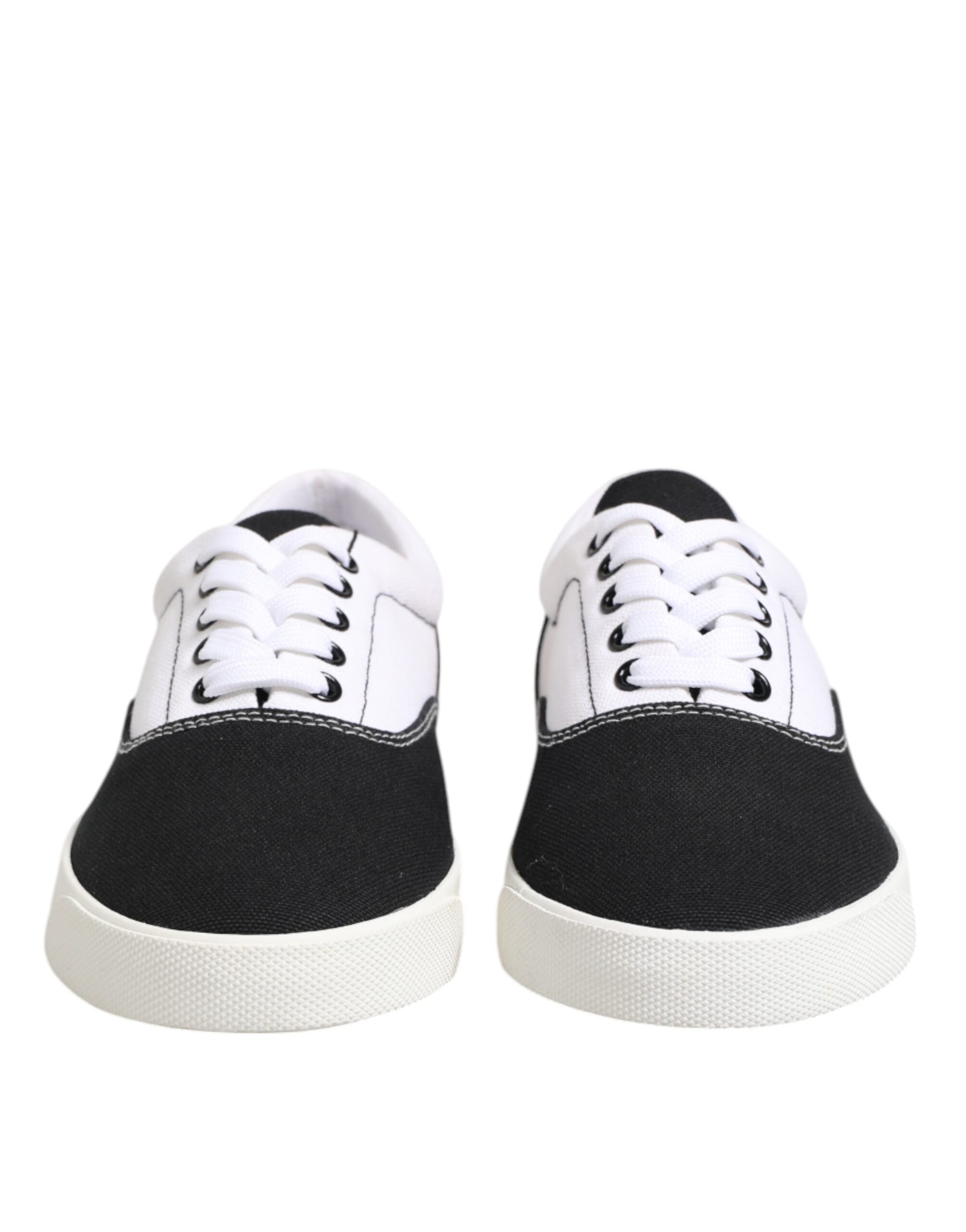 Dolce & Gabbana Schwarz Baumwolle Canvas Lace Up Männer Turnschuhe Schuhe