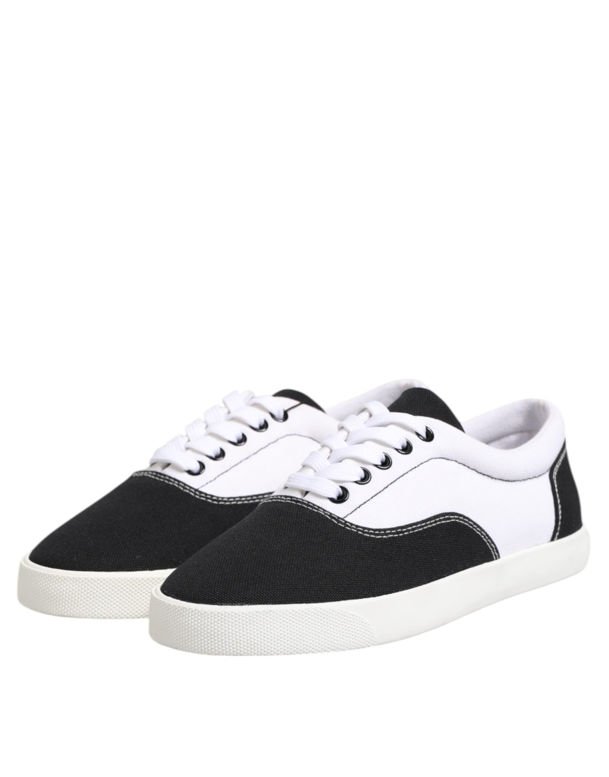Dolce & Gabbana Schwarz Baumwolle Canvas Lace Up Männer Turnschuhe Schuhe