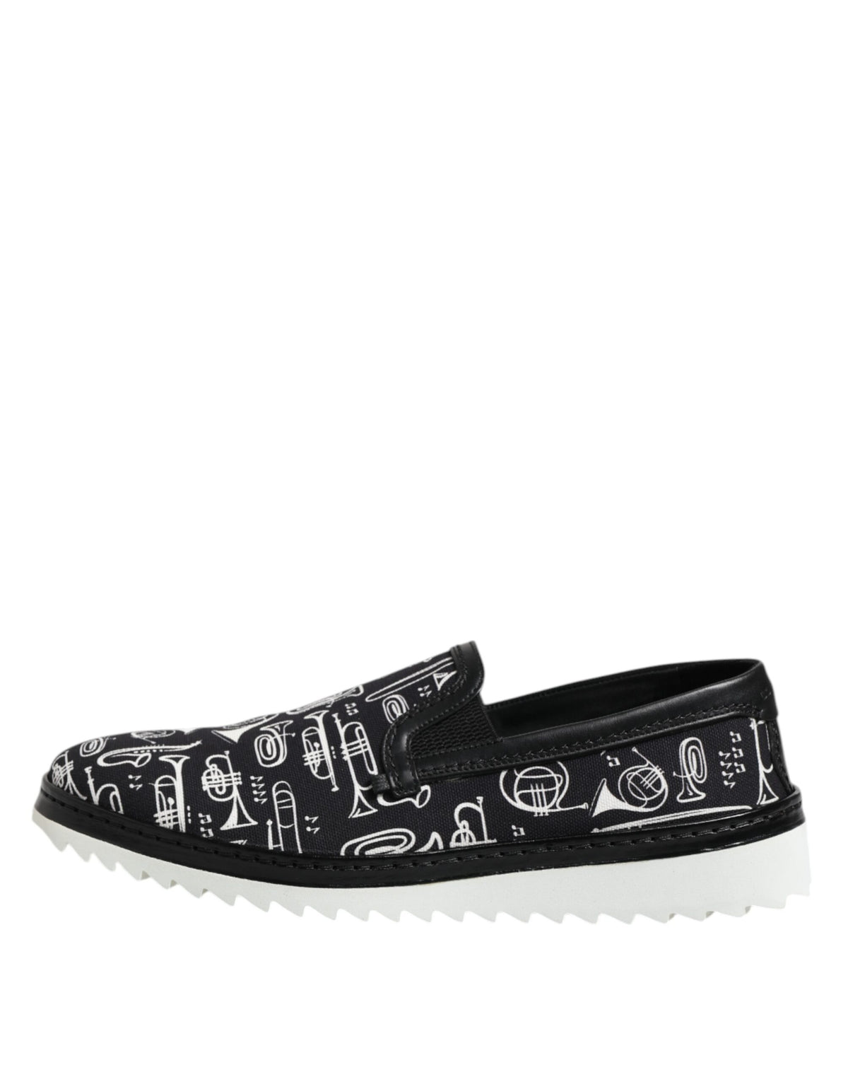 Dolce & Gabbana Schwarz Slip On Bedruckte Männer Loafers Schuhe