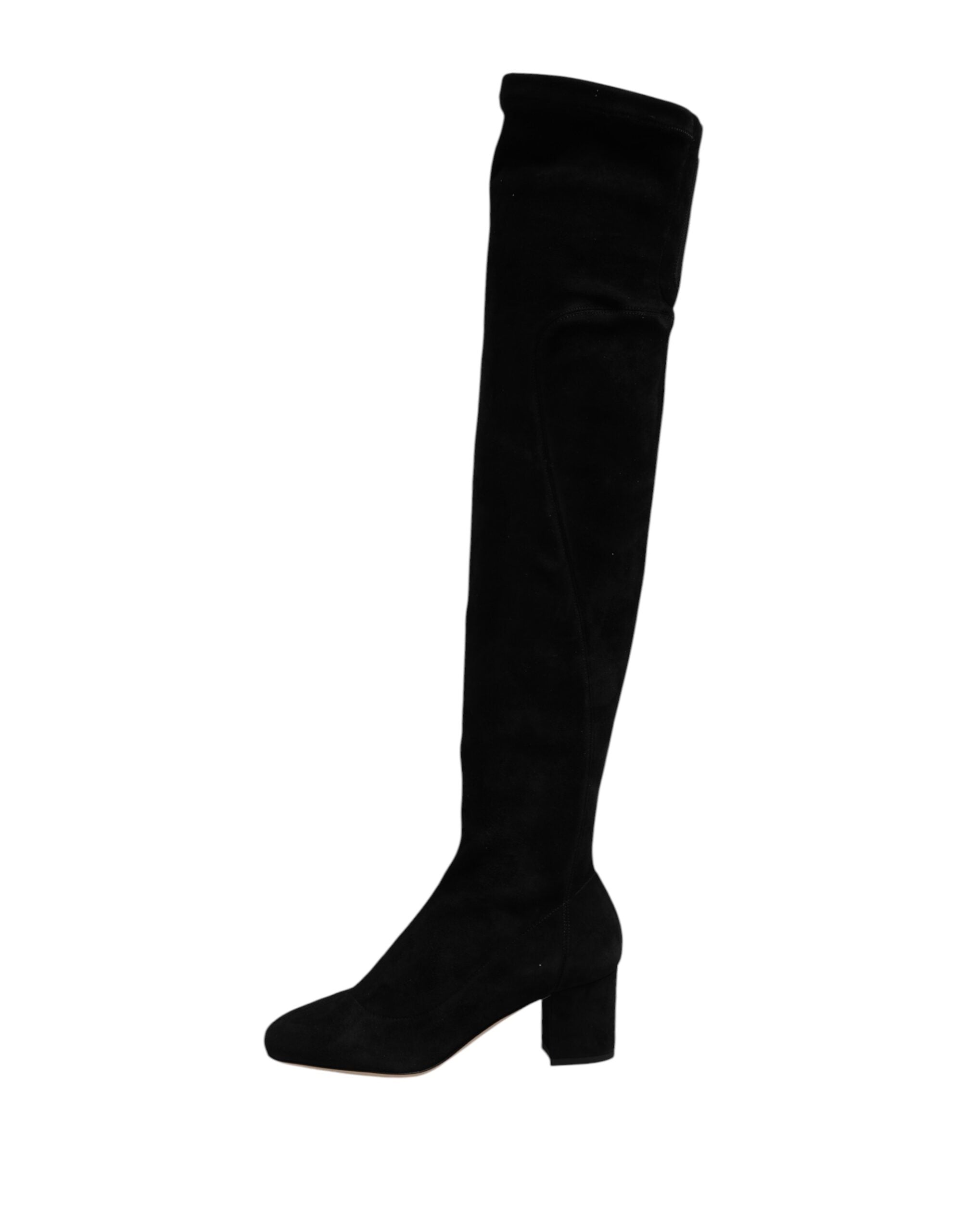 Dolce & Gabbana Schwarze kniehohe Stiefel aus Wildleder Schuhe