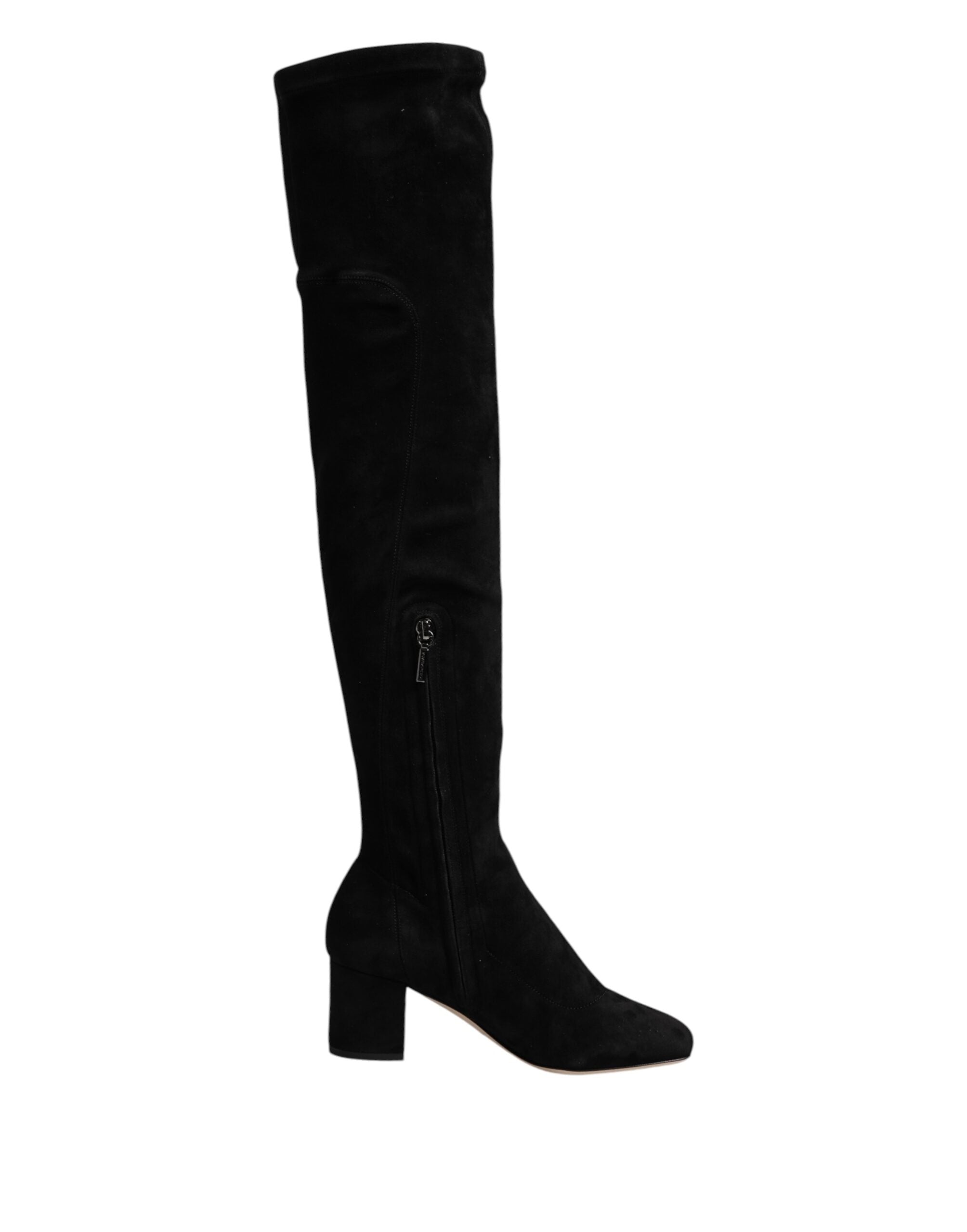 Dolce & Gabbana Schwarze kniehohe Stiefel aus Wildleder Schuhe