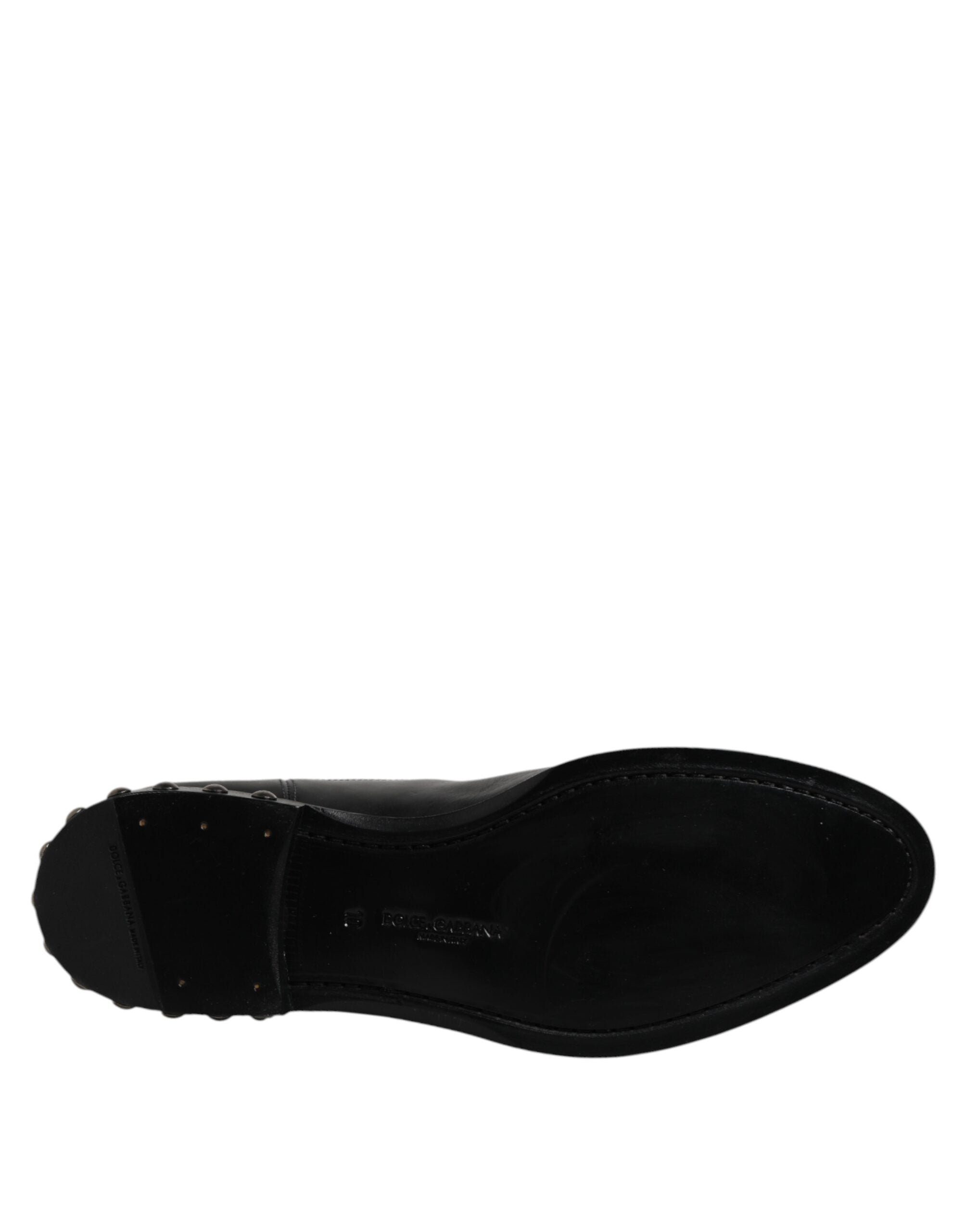 Dolce & Gabbana Schwarze Leder Logo-Stiefeletten Nietenschuhe