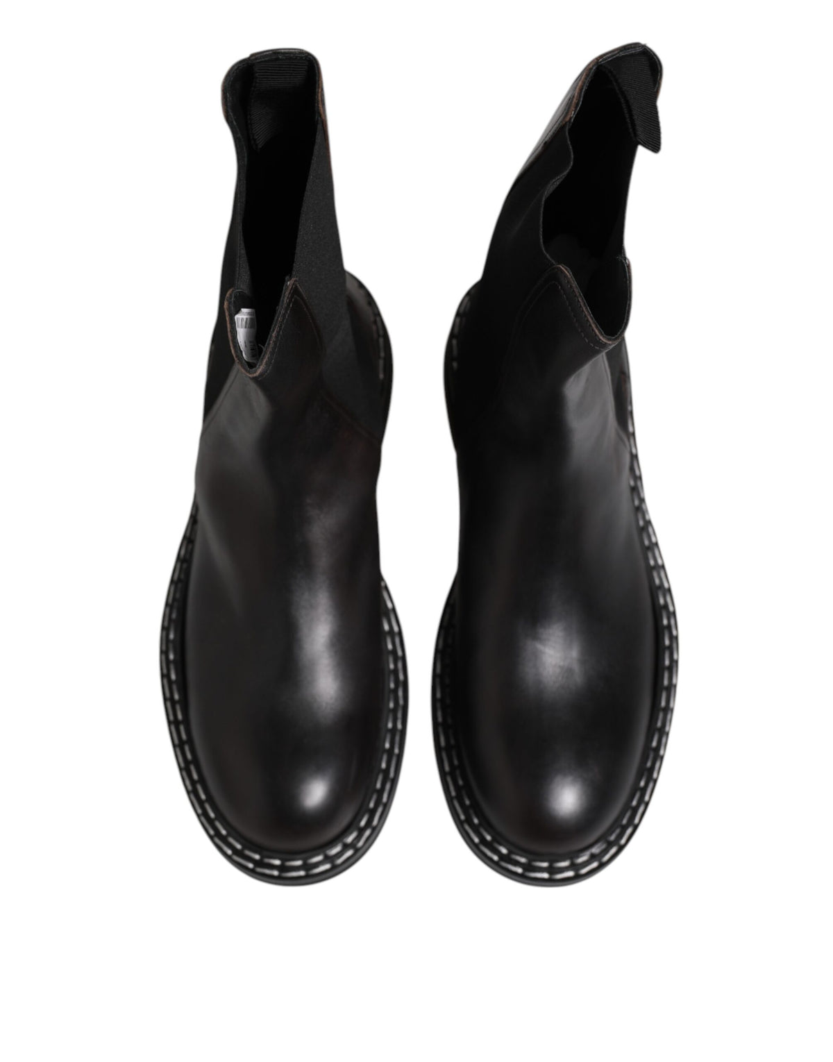 Dolce & Gabbana Schwarz Leder Mid Calf Stiefel Flats Schuhe