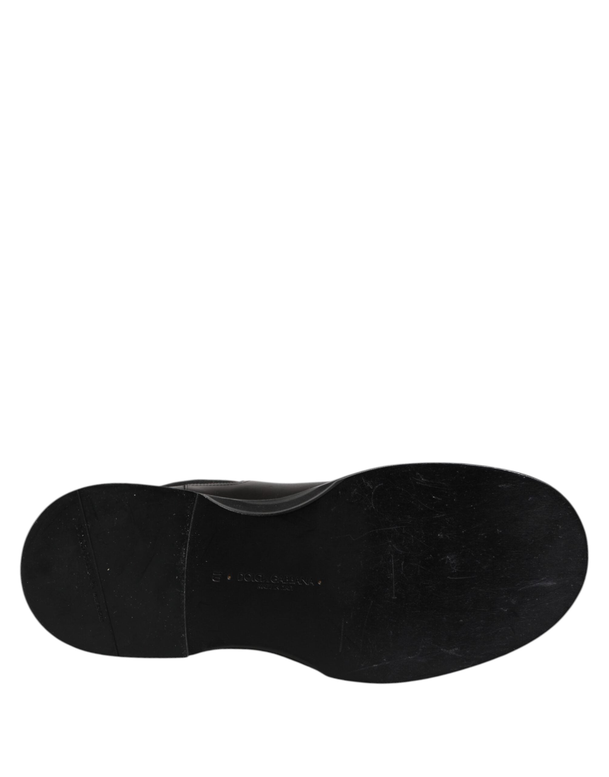 Dolce & Gabbana Schwarz Leder Mid Calf Stiefel Flats Schuhe