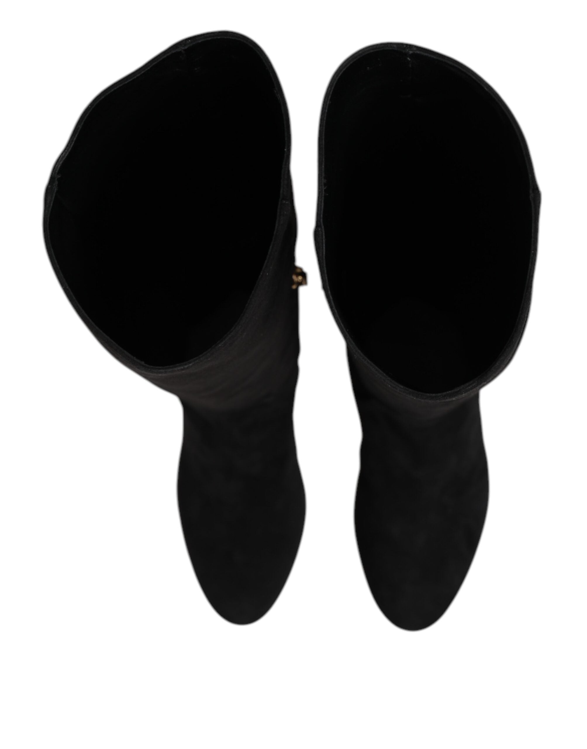 Dolce & Gabbana Schwarze kniehohe Stiefel aus Wildleder Schuhe