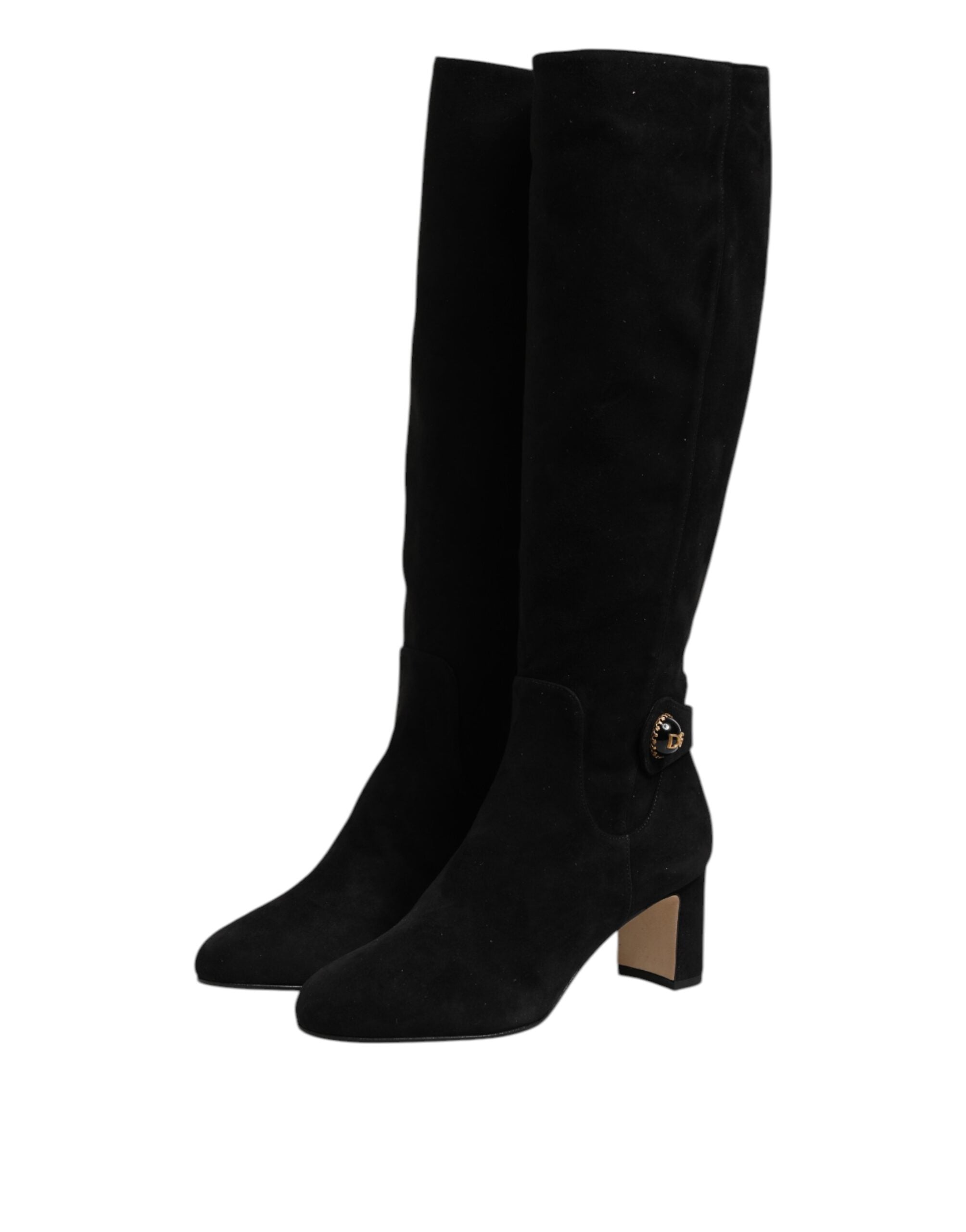 Dolce & Gabbana Schwarze kniehohe Stiefel aus Wildleder Schuhe