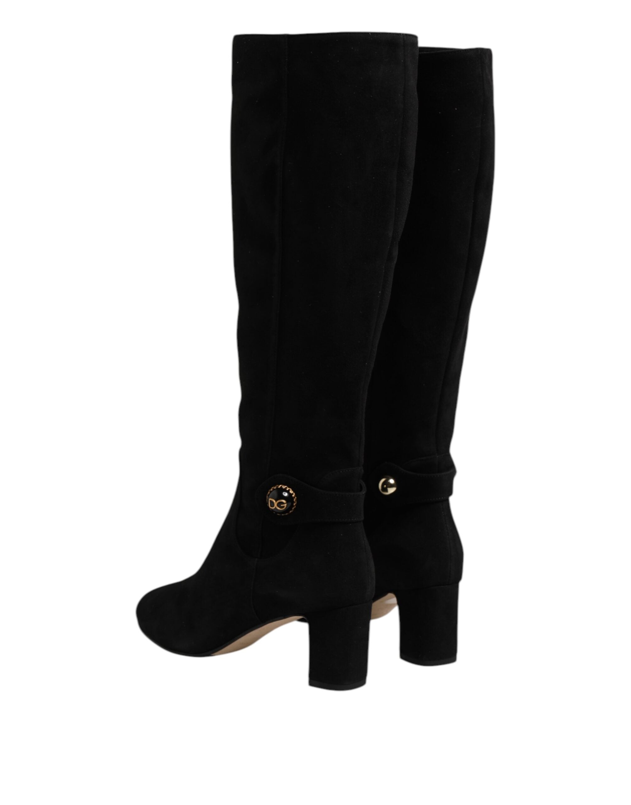 Dolce & Gabbana Schwarze kniehohe Stiefel aus Wildleder Schuhe