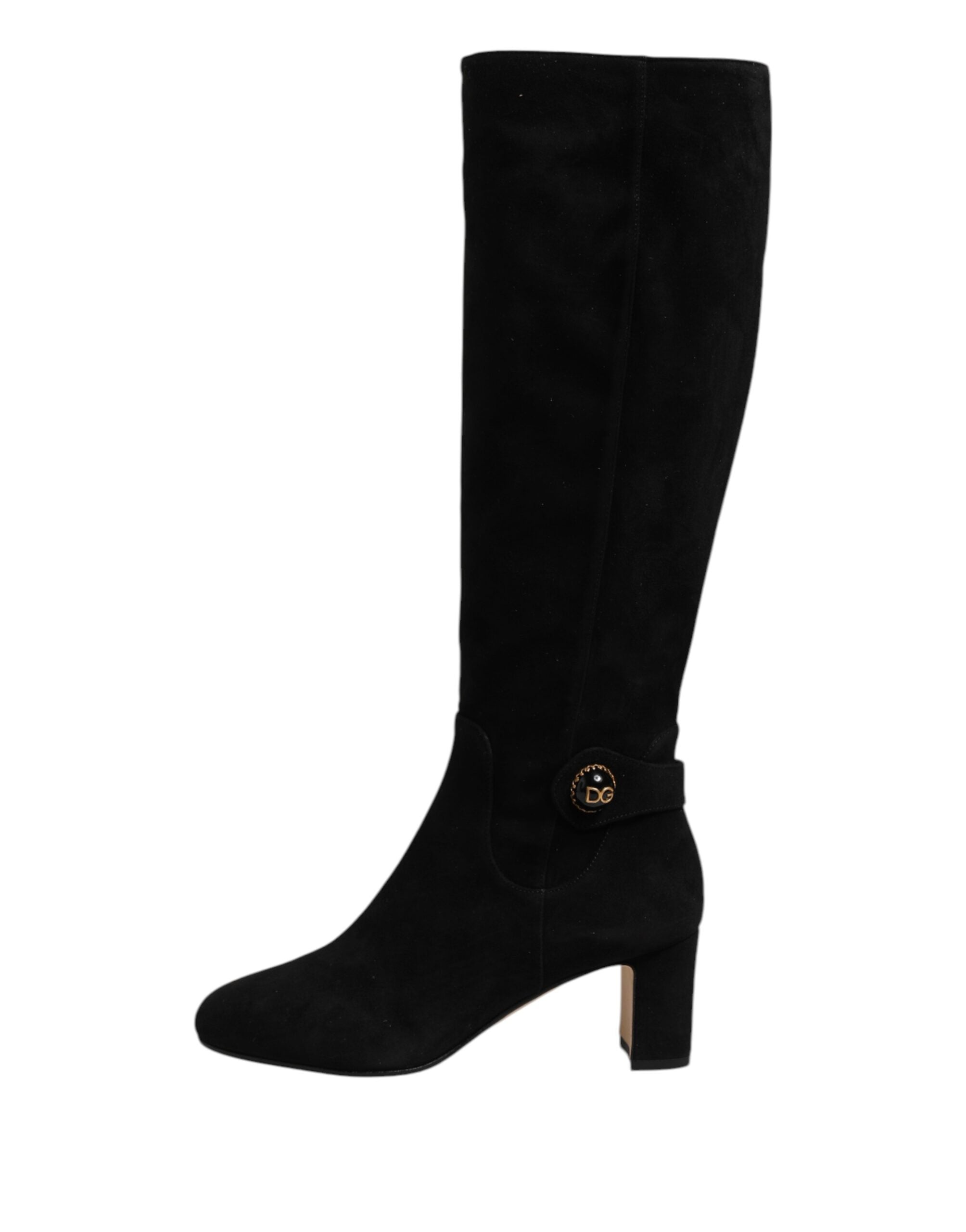 Dolce & Gabbana Schwarze kniehohe Stiefel aus Wildleder Schuhe