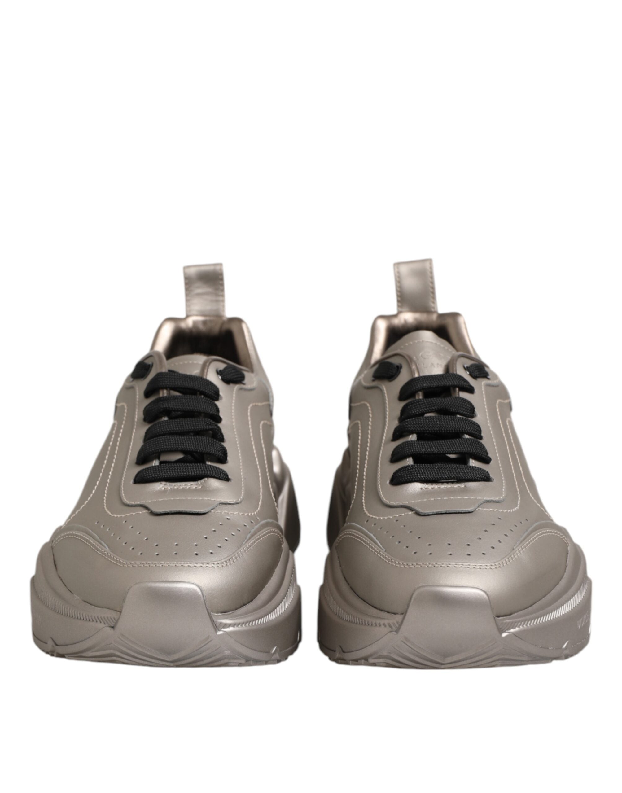 Dolce & Gabbana Silber DAYMASTER Leder Männer Turnschuhe Schuhe