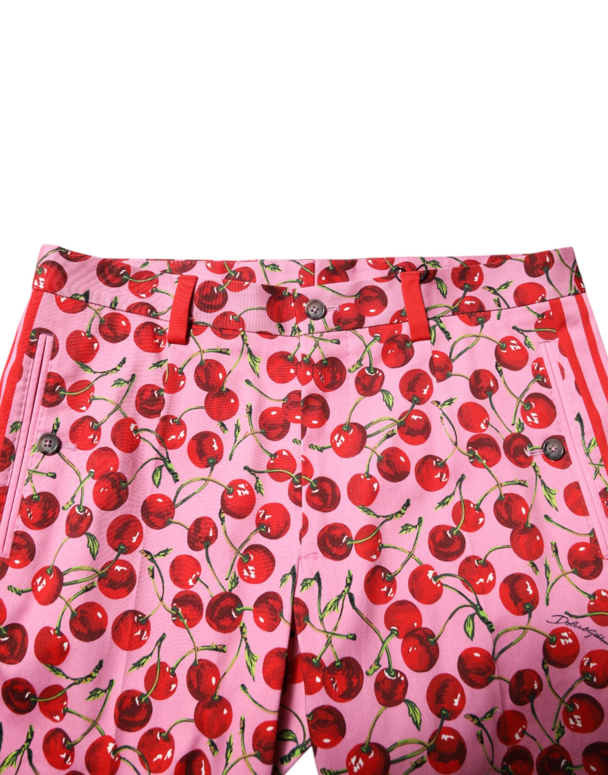 Dolce & Gabbana Rosa Kirschen Print Baumwolle Kleid Hose