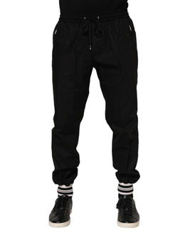 Dolce & Gabbana Schwarzes Baumwoll-Logo-Tape Herren-Jogger-Hose